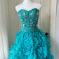 New Homecoming Dress Sweetheart Rinestone Cascade Hi-Lo Back to School Outfits Party Dress  D6485