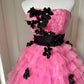 Pretty Homecoming Dress Strapless Flower Tulle Cascade Back to School Outfits Party Dress  D6479
