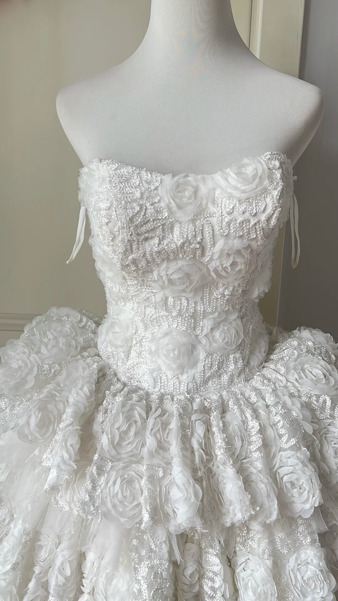 Elegant Homecoming Dress Strapless Flower Cascade Back to School Outfits Party Dress  D6471