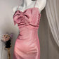 New Homecoming Dress Spaghetti Strap Bowknot Sequins Pleated Back to School Outfits Party Dress D6902
