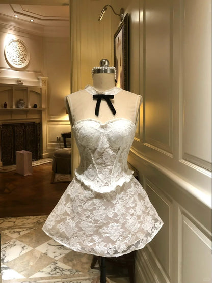 Elegant Homecoming Dress Jewel Lace Dress Back to School Outfits Party Dress  D6400
