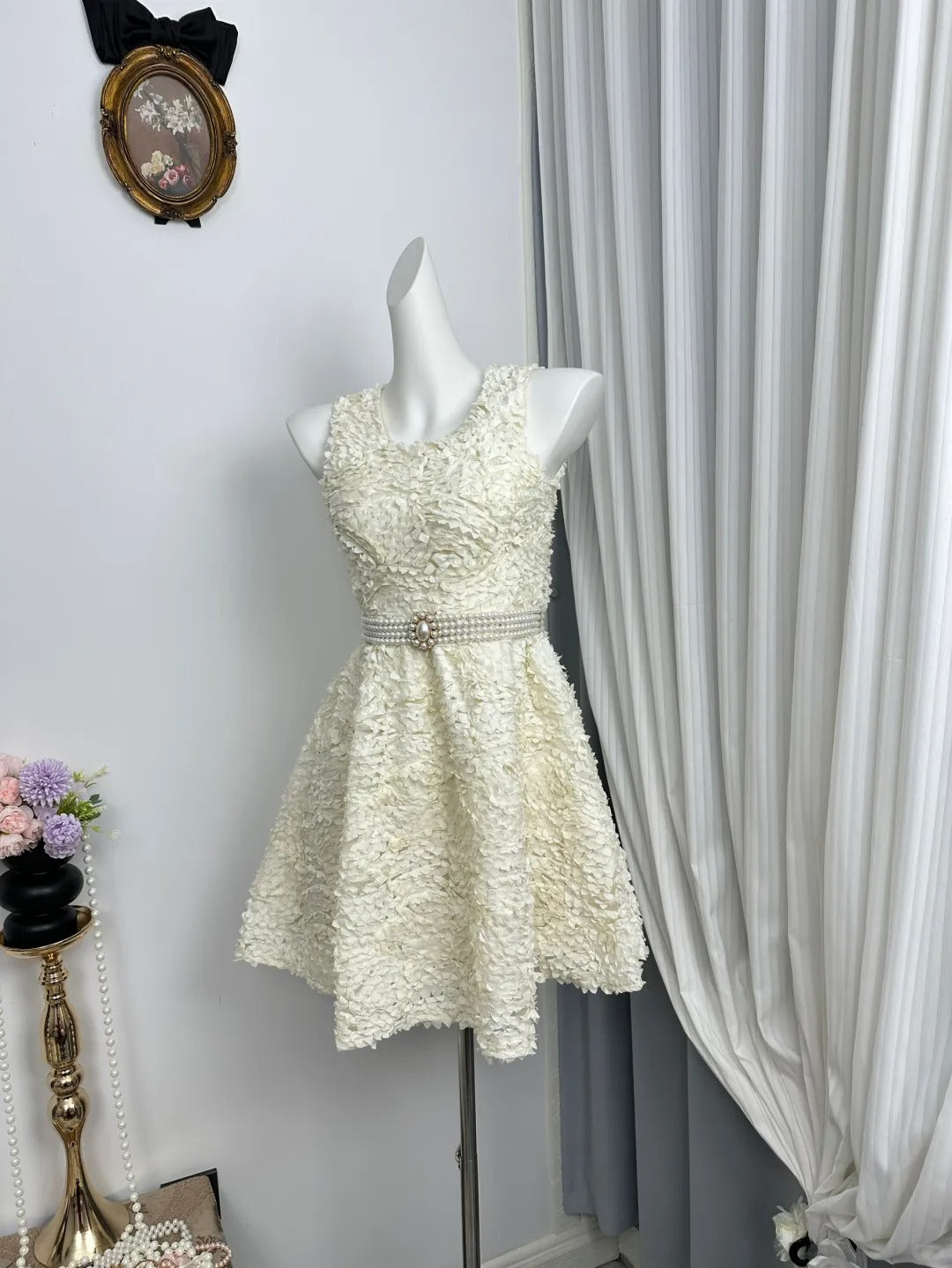 New Homecoming Dress Jewel Pearl Pleated Back to School Outfits Party Dress D6943