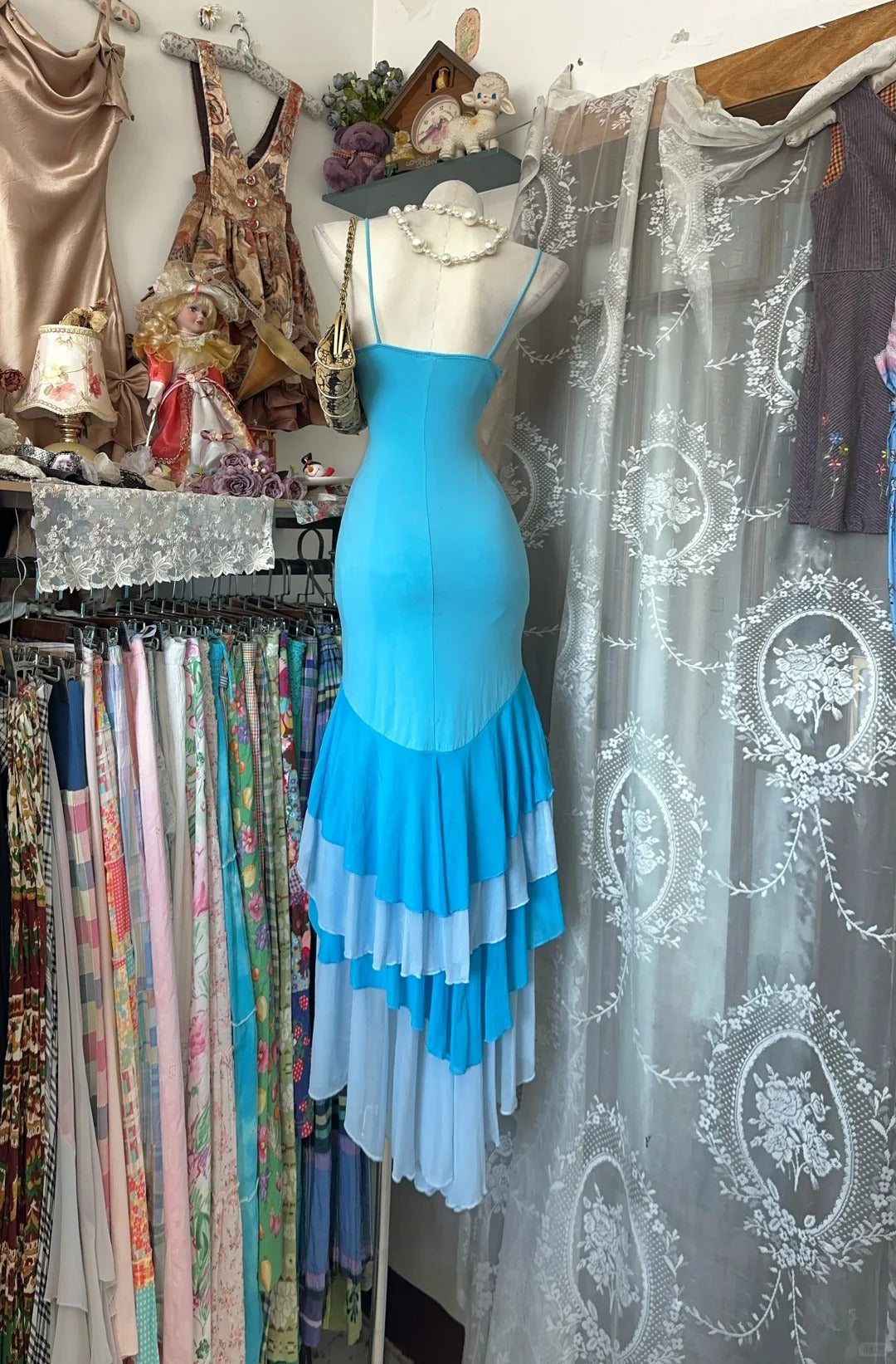 New Homecoming Dress Spaghetti Strap Hi-Lo Tulle Flower Prom Dress Back to School Outfits Party Dress  D6180