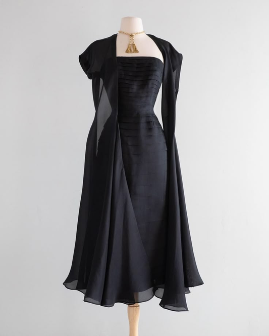 Modest Black Sleeveless A-Line Chiffon Long Formal Party Dresses, D1218