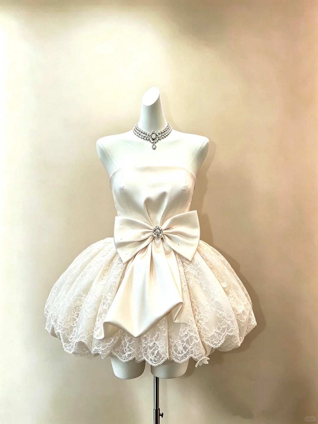 New Homecoming Dress Strapless Rinestone Lace Flower Bowknot Back to School Outfits Party Dress Birthday Dress D7537