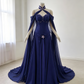Purple Sweetheart A-Line Chiffon Long Party Dress Vintage Evening Dress, D784