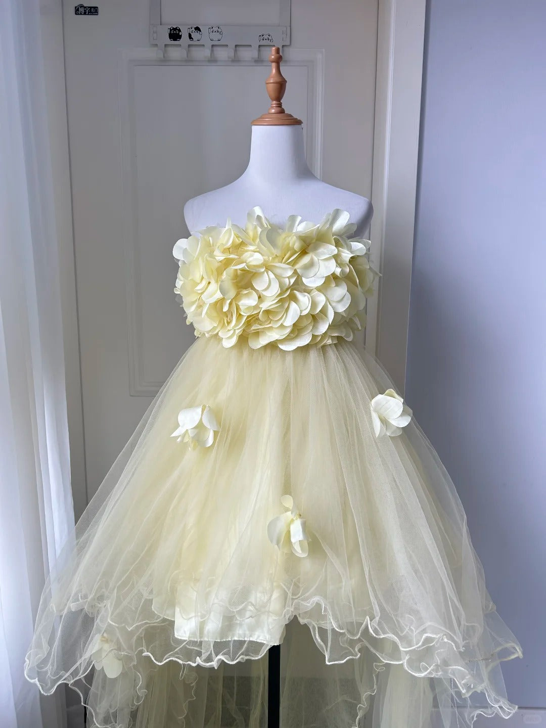New Homecoming Dress Strapless Tulle Flower Hi-Lo Back to School Outfits Party Dress  D6487
