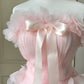 Sweet Homecoming Dress Strapless Tulle Flower Bowknot Back to School Outfits Party Dress  D6460