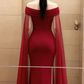 Wine Red Off Shoulder Mermaid Satin Long Party Dress, D203