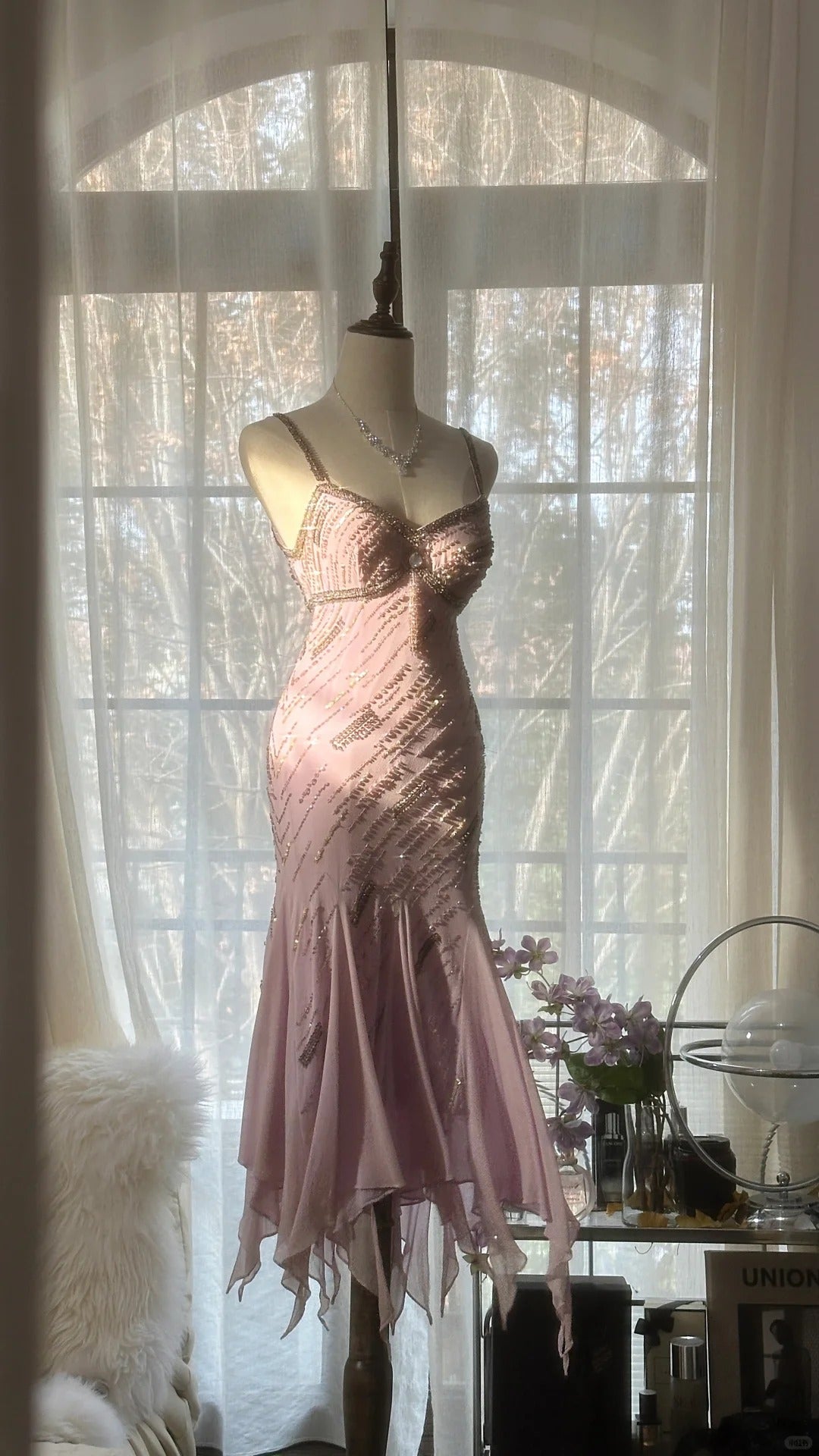 Pretty Homecoming Dress Spaghetti Strap Beading Dress Back to School Outfits Party Dress  D6427
