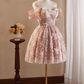 Retro Pink Applique Off-the-shoulder Design A-line Tulle Party Dress Homecoming Dress D1551