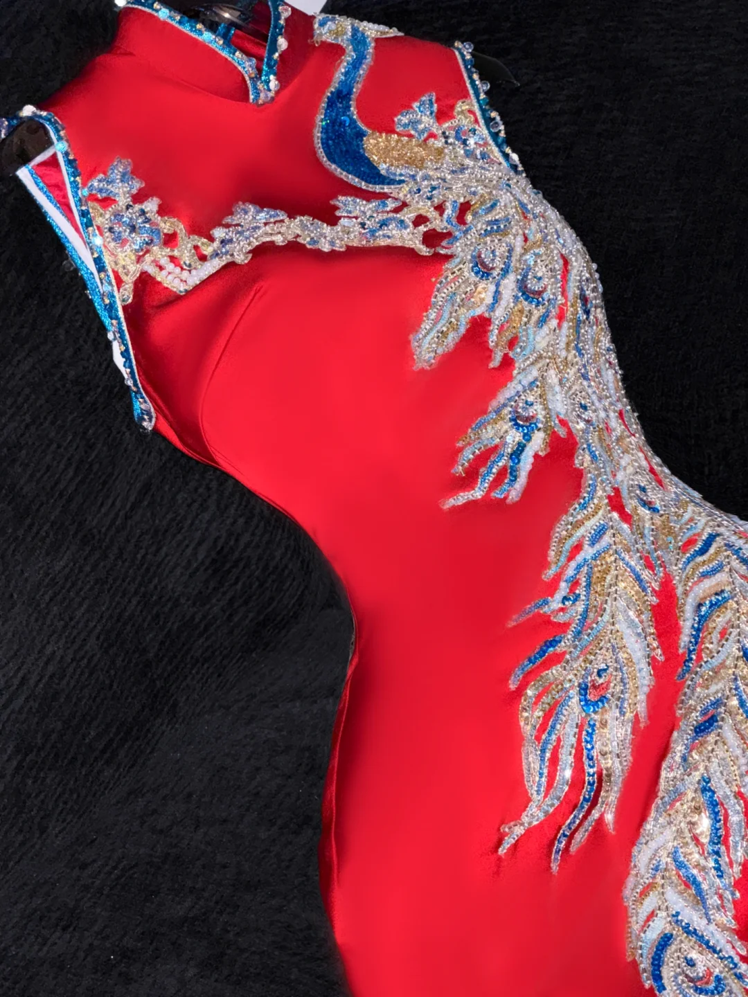 Gorgeous Shiny Red Beaded Sequined Embroidery Design Mermaid Prom Dress Evening Dress D1692