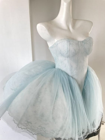 Stunning Homecoming Dress Sweetheart Lace Tulle Back to School Outfits Party Dress D7923