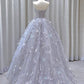 Stunning Strapless A-Line Tulle Long Prom Dress Evening Gown, MD7866