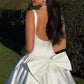 Charming Homecoming Dress Square Pleated Bowknot Back to School Outfits Party Dress  D7324