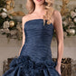 Unique Homecoming Dress Strapless Flower Pleated Back to School Outfits Party Dress D7762