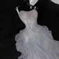 Fashion Sparkling White Beaded Sequin Mermaid Elegant Tulle Evening Dress Prom Dresses D1633