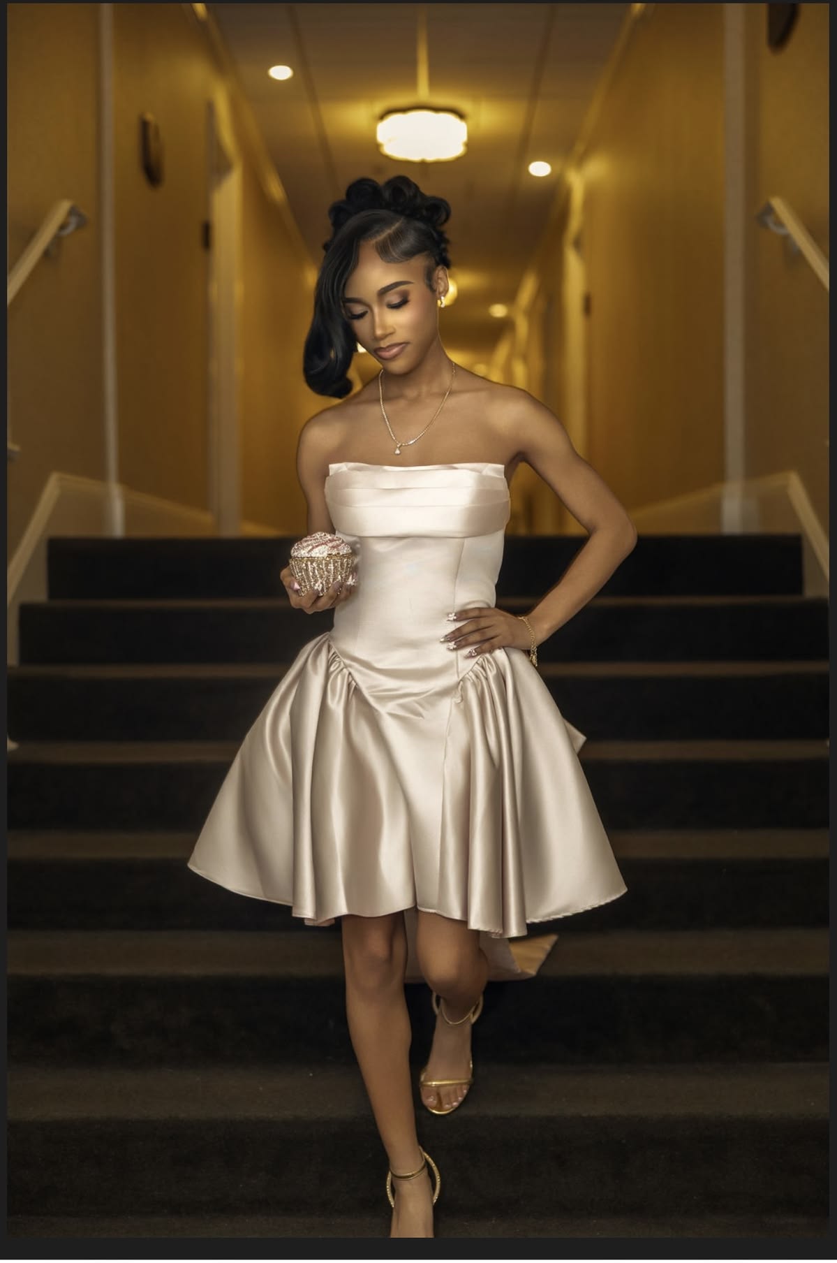New Homecoming Dress Strapless Pleated Back to School Outfits Party Dress D6884