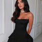 Charming Homecoming Dress Strapless Pleated Back to School Outfits Party Dress D7322