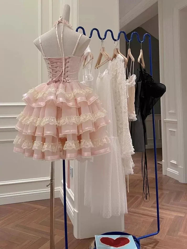 Chic Homecoming Dress Sweetheart Bowknot Pearl Tulle Cascade Back to School Outfits Party Dress Birthday Outfits D7415