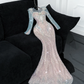 Vintage Shiny Pink Sequined Sweetheart Design Mermaid Prom Dress Evening Dress D1687