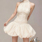 Charming Homecoming Dress Halter Pleated Back to School Outfits Party Dress  D7382