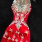 Gorgeous Sparkling Red Beaded Sequined Embroidery Design Elegant Mermaid Prom Dress Evening Dress D1698