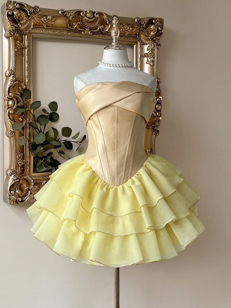 Beautiful Homecoming Dress Strapless Pleated Cascade Back to School Outfits Party Dress D7164