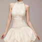 Charming Homecoming Dress Halter Pleated Back to School Outfits Party Dress  D7382