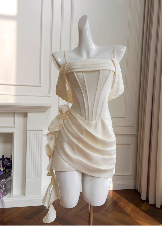 Vintage Beige Spaghetti Strap Design Sheath Party Dresses Homecoming Dresses, D1343