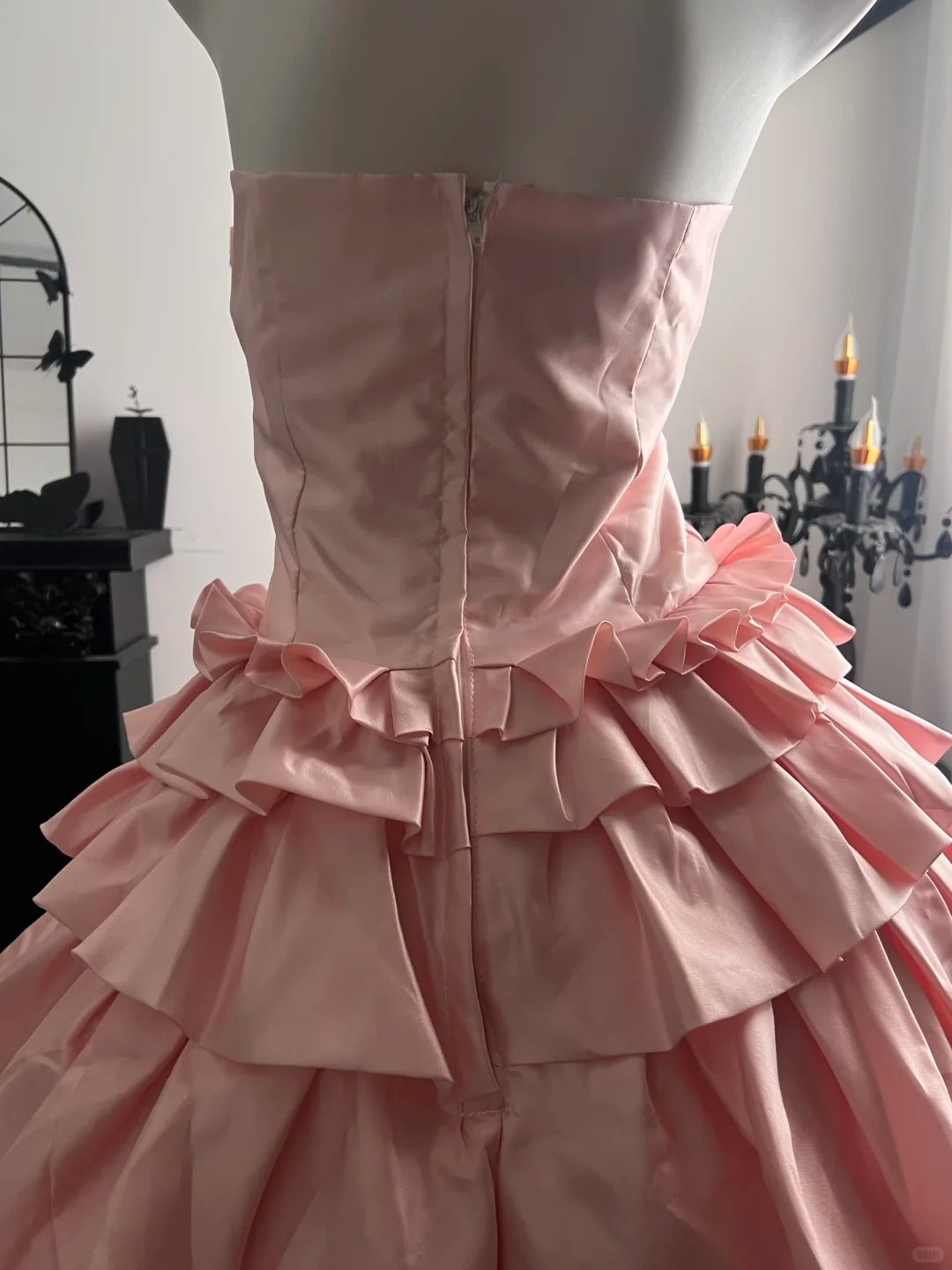 New Homecoming Dress Strapless Rinestone Bowknot Tulle Cascade Pleated Back to School Outfits Party Dress Birthday Dress  D7648