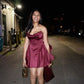 Chic Homecoming Dress Strapless Pleated Soutache Back to School Outfits Party Dress D6749