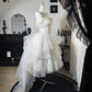 New Homecoming Dress Off the Shoulder Lace Tulle Hi-Lo Cascade Applique Bead Back to School Outfits Party Dress Birthday Dress Wedding Dress D7674