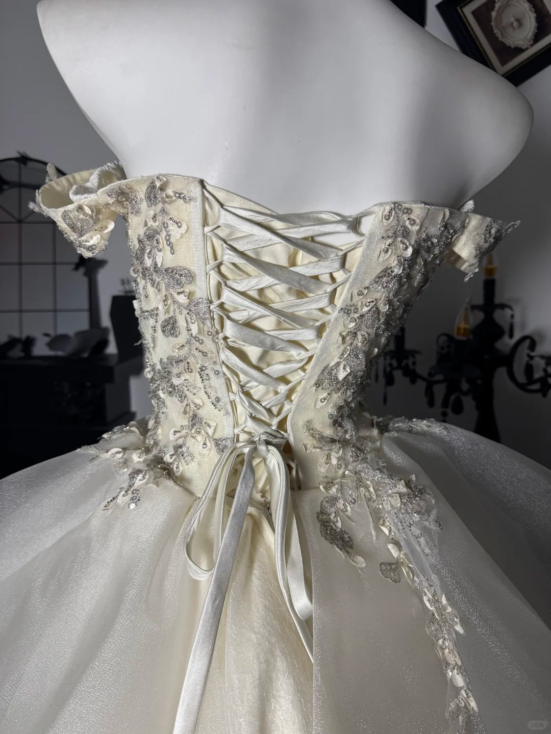 New Homecoming Dress Off the Shoulder Tulle Sequins Lace Hi-Lo Cascade Applique Back to School Outfits Party Dress Birthday Dress Wedding Dress D7670