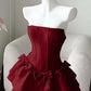 Beautiful Homecoming Dress Strapless Pleated Bowknot Back to School Outfits Party Dress D7249