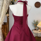 Beauty Homecoming Dress Halter Pleated Back to School Outfits Party Dress  D6535