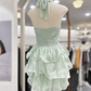 Stunning Homecoming Dress Halter Cascade Back to School Outfits Party Dress  D6575