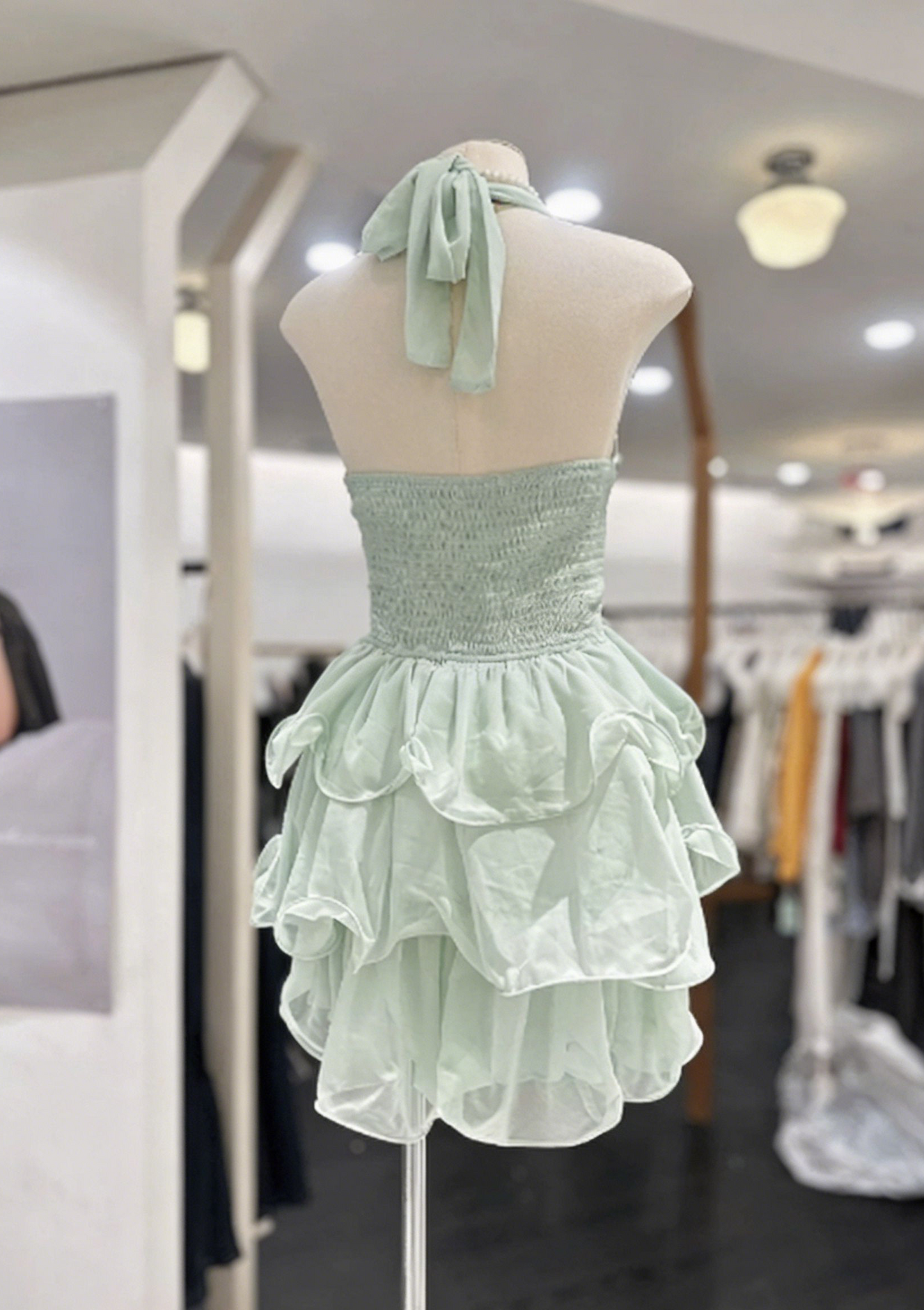 Stunning Homecoming Dress Halter Cascade Back to School Outfits Party Dress  D6575