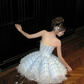Gorgeous Shiny Light Blue Sequined A-Line Strapless Design Tiered Party Dress Homecoming Dress D1711