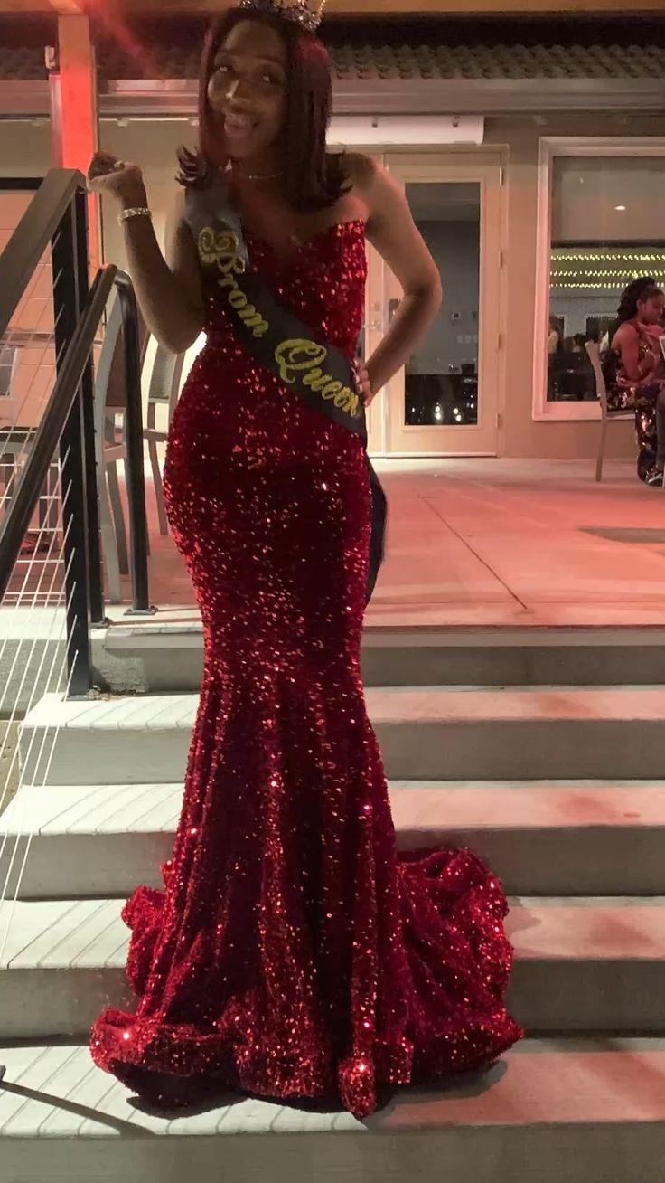 Wine Red Strapless Sequins Mermaid Long Prom Dress Birthday Outfits MD7516