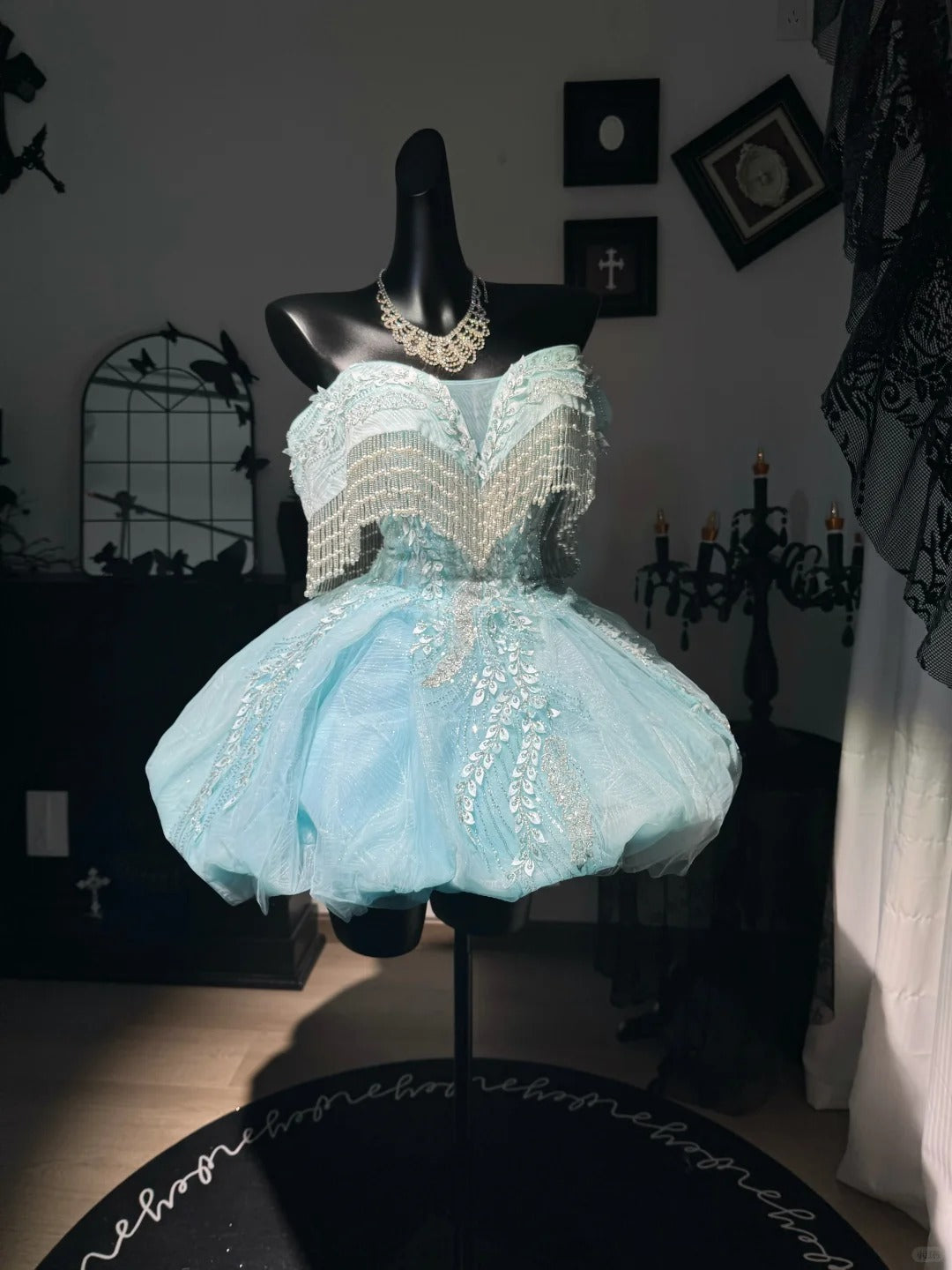 New Homecoming Dress Sweetheart Tull Bead Sequins Pearl Tassel Back to School Outfits Party Dress Birthday Dress D7642