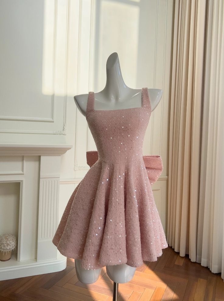 Elegant  Homecoming Square Sequins Backless Bowknot Back to School Outfits Party Dress D6720