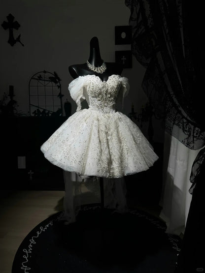 New Homecoming Dress Off the Shoulder Cascade Lace Soutache Tulle Bead Sequins Back to School Outfits Party Dress Birthday Dress D7573