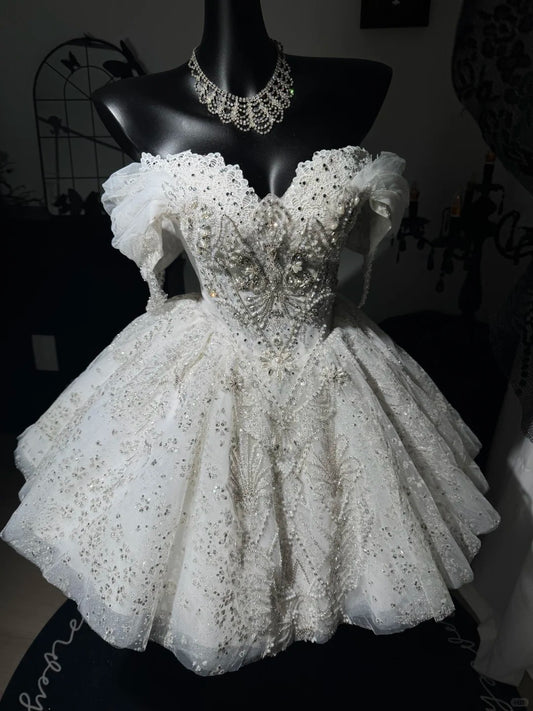 New Homecoming Dress Off the Shoulder Cascade Lace Soutache Tulle Bead Sequins Back to School Outfits Party Dress Birthday Dress D7573