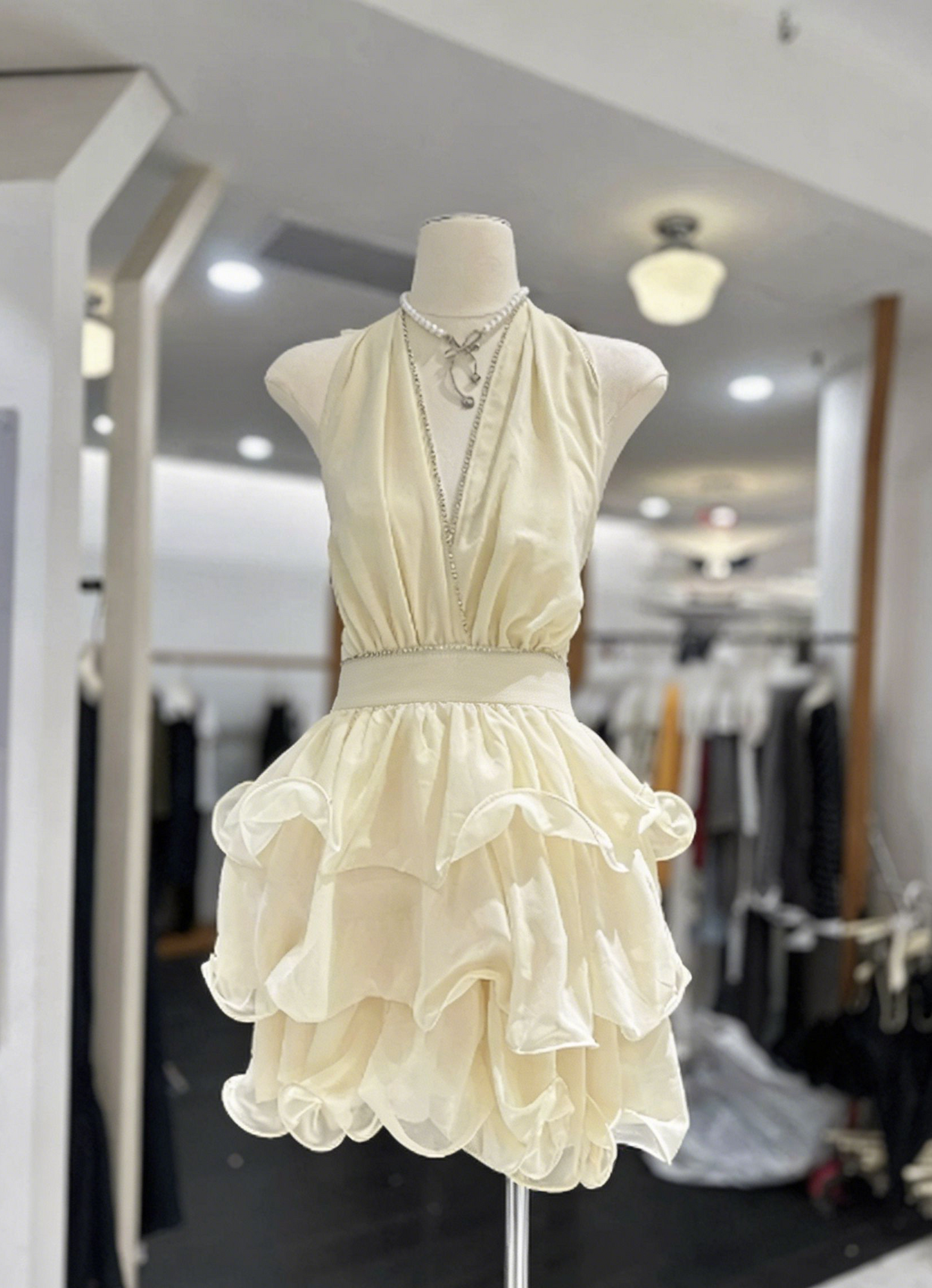 Stunning Homecoming Dress Halter Cascade Back to School Outfits Party Dress  D6575