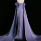 Green Off Shoulder A-Line Satin Long Formal Party Dress MD7348