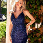 Stunning Homecoming Dress V Neck Sequins Hugging Back to School Outfits Party Dress D7903