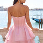Unique Homecoming Dress Sweetheart Rinestone Tulle Cascade Back to School Outfits Party Dress D7823