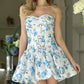 Fashionable Homecoming Dress Strapless Pleated Back to School Outfits Party Dress D7854