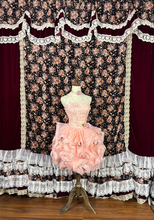 New Homecoming Dress Strapless Lace Cascade Flower Prom Dress Back to School Outfits Party Dress  D6129